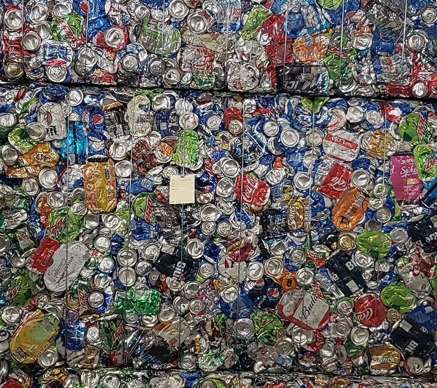 crushed aluminum soda cans